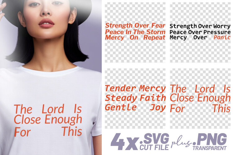 4x Strength Over Fear Mercy Faith SVG Cut Files Cricut example image 1
