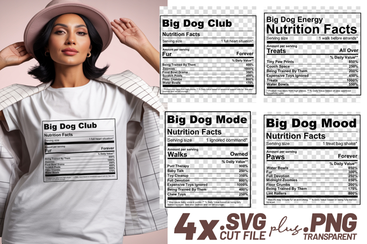4x Funny Quotes Big Dogs Club Energy Mode Mood SVG Cut Files