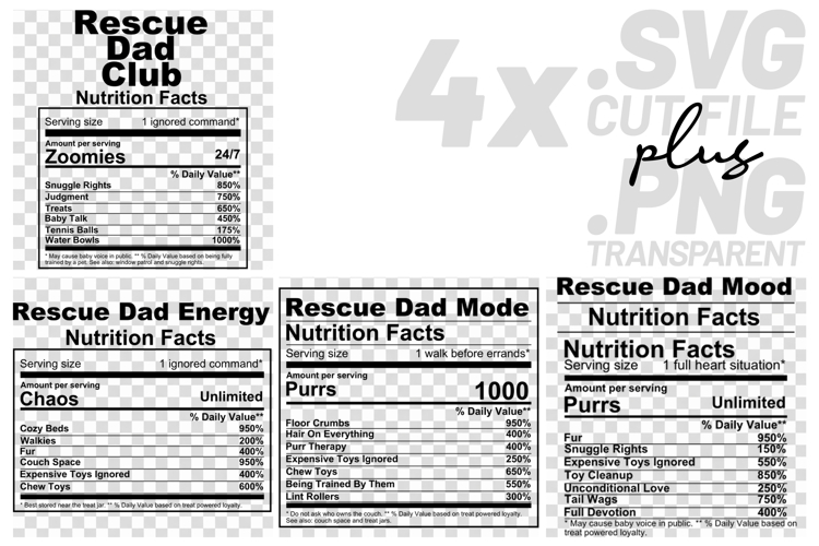 4x Funny Quotes Rescue Dad Club Energy Mode Mood SVG Files