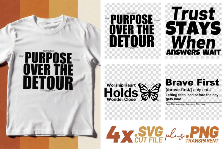 4x Inspirational Quotes Purpose Trust SVG Cut Files Brave example image 1