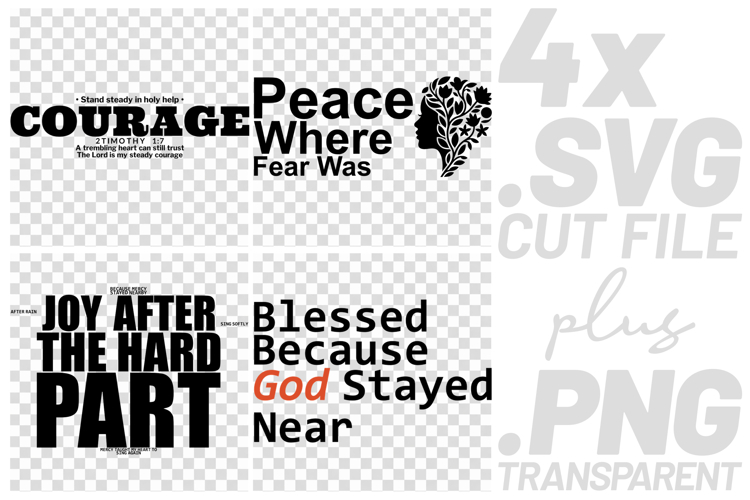 4x Religious Quotes Courage Peace SVG Cut Files Joy Blessed example image 1