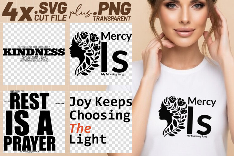 4x Inspirational Quotes Kindness Joy SVG Cut Files Rest example image 1
