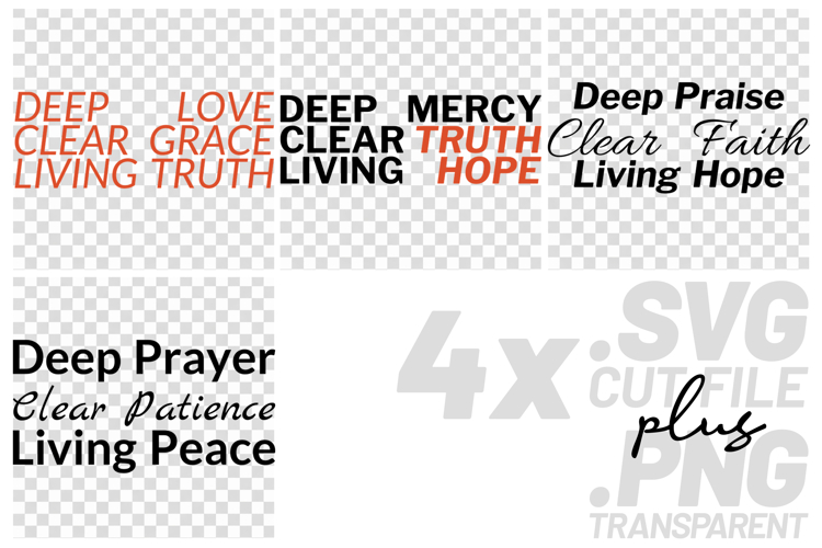 4x Deep Love Mercy Praise Prayer SVG Cut Files Cricut Art