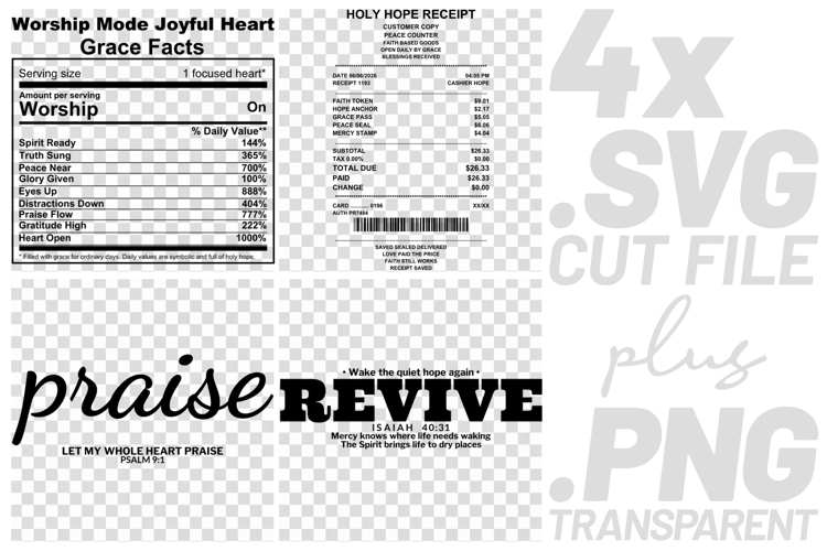 4x Christian Quotes Holy Hope SVG Cut Files Praise Revive example image 1
