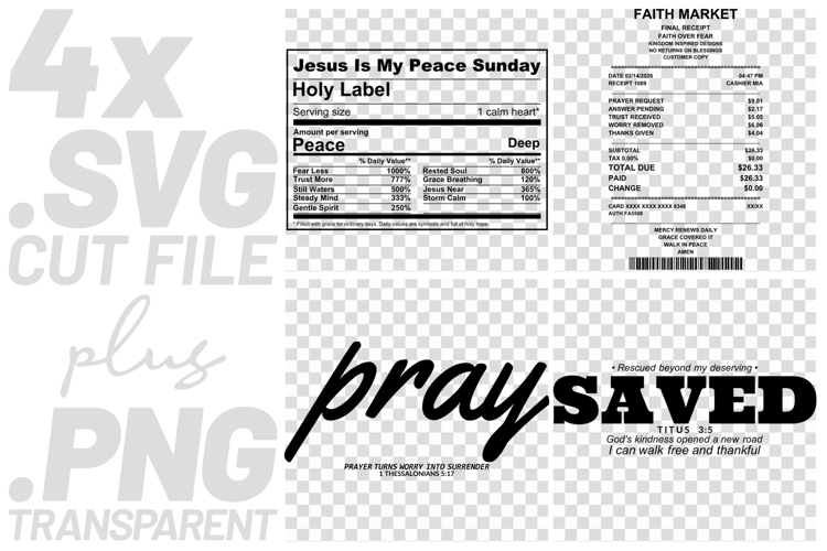 4x Religious Quotes Pray Saved SVG Cut Files Peace DIY Craft