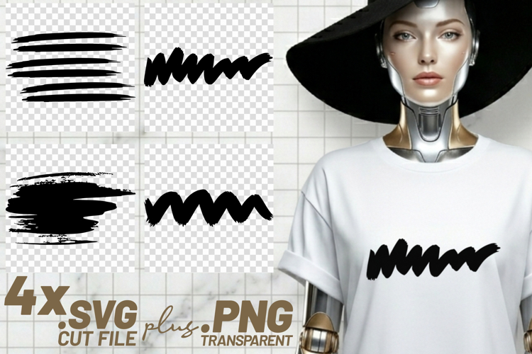 4x Brush Stroke SVG Distressed PNG EPS Cut Files Cricut DIY