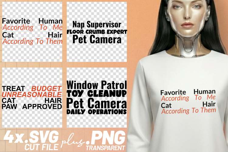 4x Funny Cat Quotes Treat Budget Window Patrol SVG Cut Files