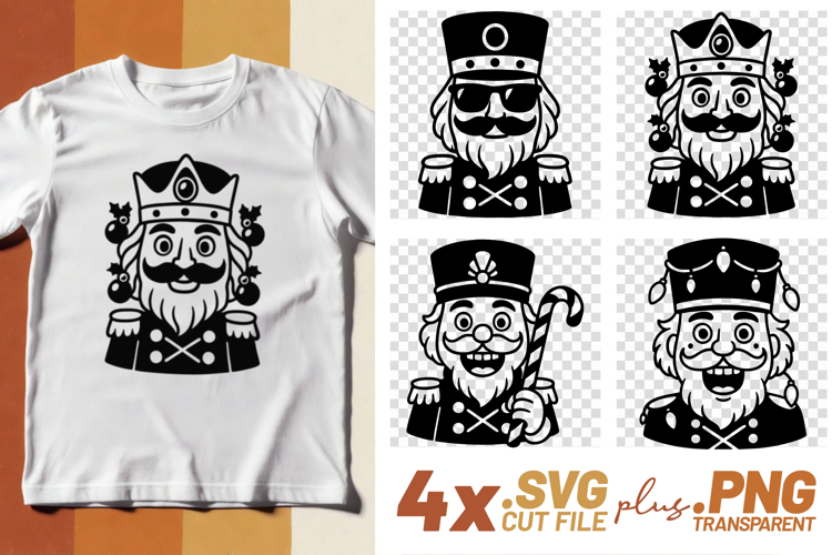 4x Funny Nutcracker Christmas SVG Cut Files Holiday Shirt