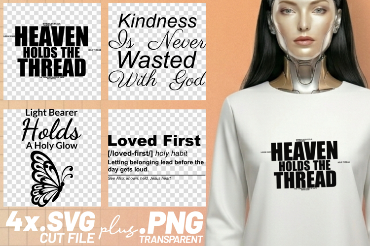 4x Christian Quotes Loved First SVG Cut Files Cricut PNG example image 1