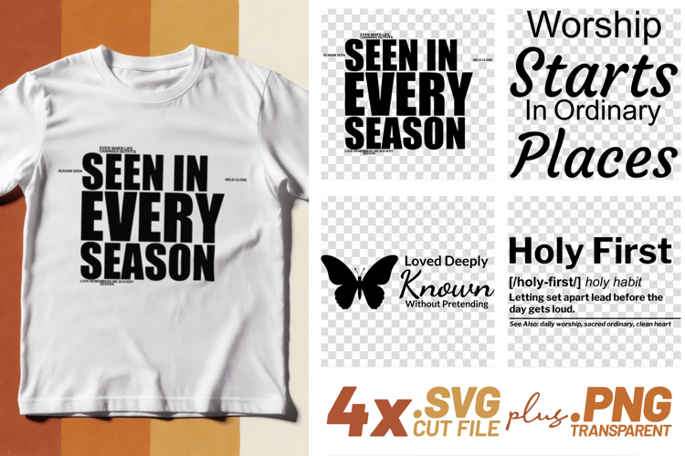 4x Christian Faith SVG Bundle Holy First Worship Quotes example image 1