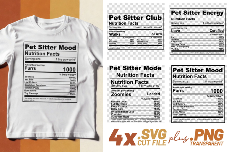 4x Funny Quotes Pet Sitter Club Energy Mode SVG Cut Files
