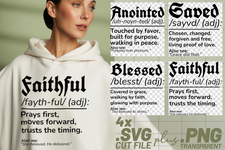 4x Anointed Saved Blessed Faithful SVG Cut Files Shirt