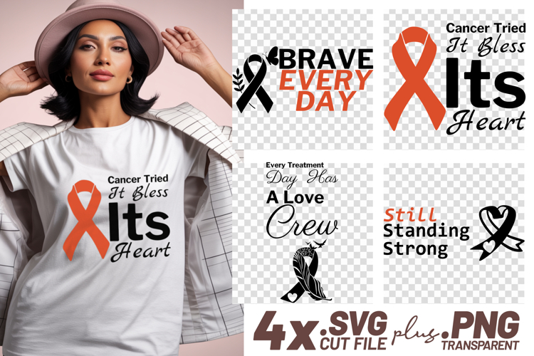4x Cancer Awareness Brave Day Standing Quotes SVG Cut Files