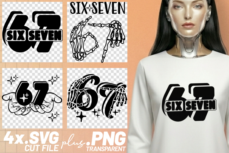 4x Six Seven 67 Skeleton Hands SVG Cut Files Shirt Design