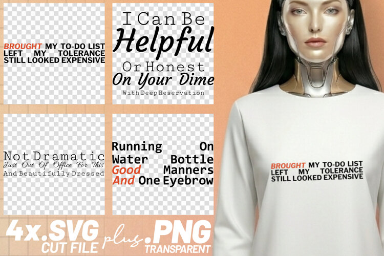 4x Sarcastic Quotes Helpful Honest Out Of Office SVG Cut example image 1