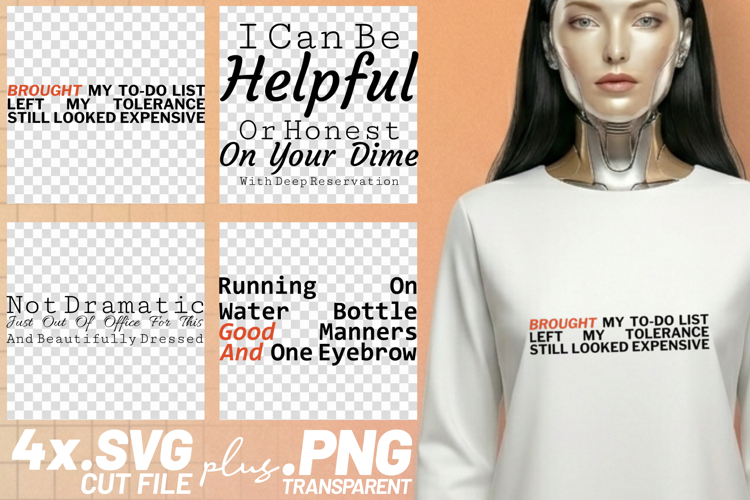 4x Sarcastic Quotes Helpful Honest Out Of Office SVG Cut