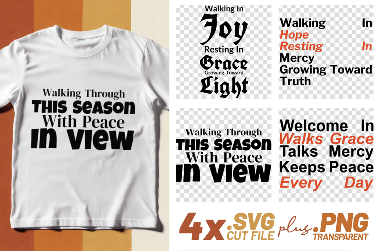 4x Walking In Joy Grace Hope SVG Cut Files Cricut