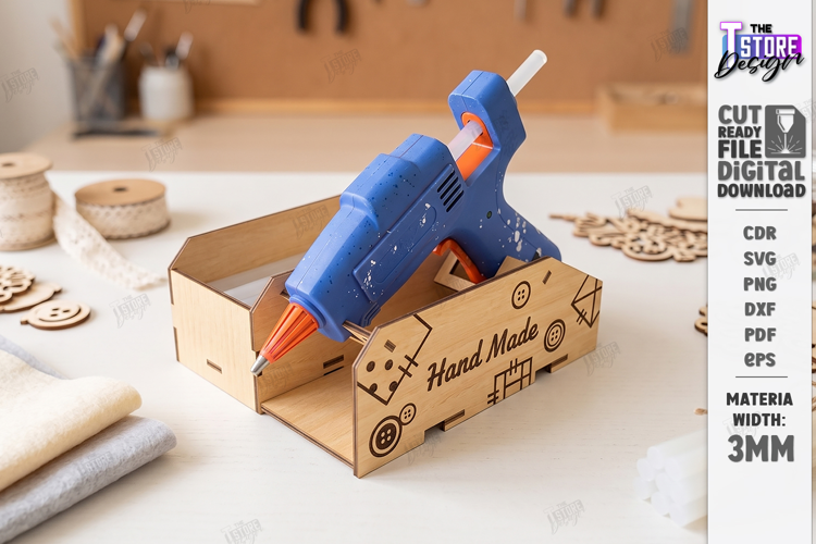 Wooden Glue Gun Holder Laser Cut | Hot Glue Gun Stand | CNC