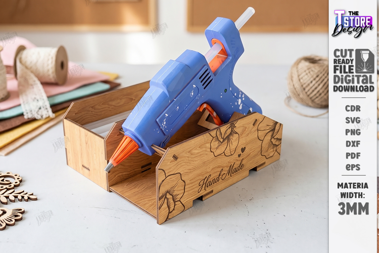 Wooden Glue Gun Holder Laser Cut | Hot Glue Gun Stand | CNC