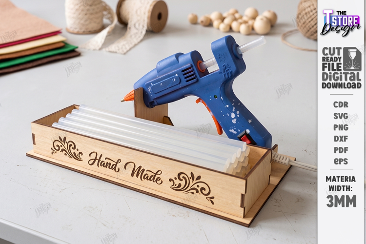 Wooden Glue Gun Holder Laser Cut | Hot Glue Gun Stand | CNC