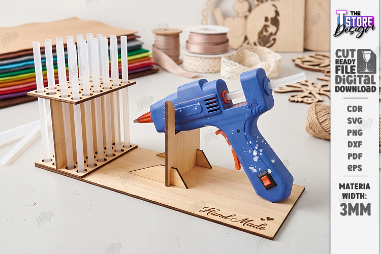 Wooden Glue Gun Holder Laser Cut | Hot Glue Gun Stand | CNC