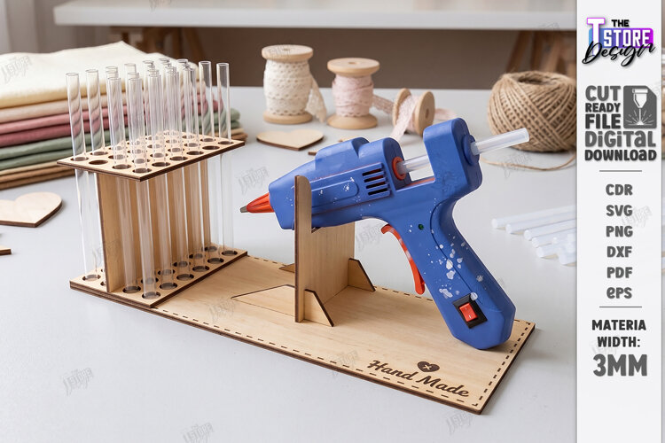 Wooden Glue Gun Holder Laser Cut | Hot Glue Gun Stand | CNC example image 1