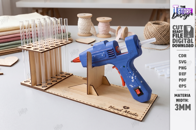 Wooden Glue Gun Holder Laser Cut | Hot Glue Gun Stand | CNC