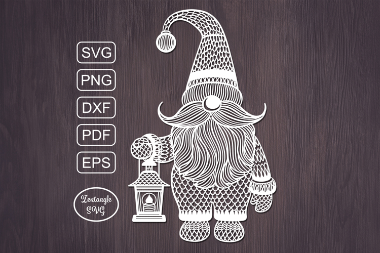 Gnome papercut, paper cutting template, laser cut mandala