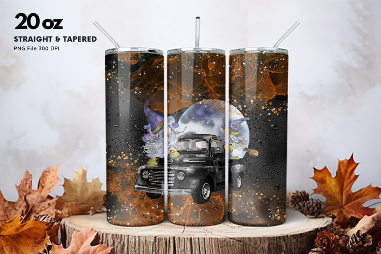 20oz Gnome Halloween Tumbler Spider Web Ghost Sublimation