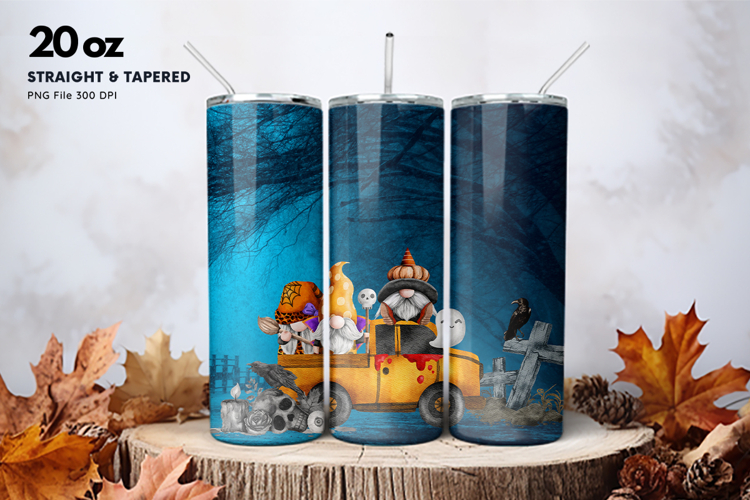 20oz Gnome Halloween Tumbler Spider Web Ghost Sublimation