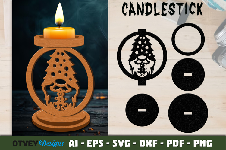 Gnome Christmas Candlestick Lasercut