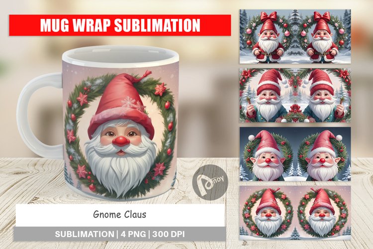 Mug Wrap Design Gnome Claus