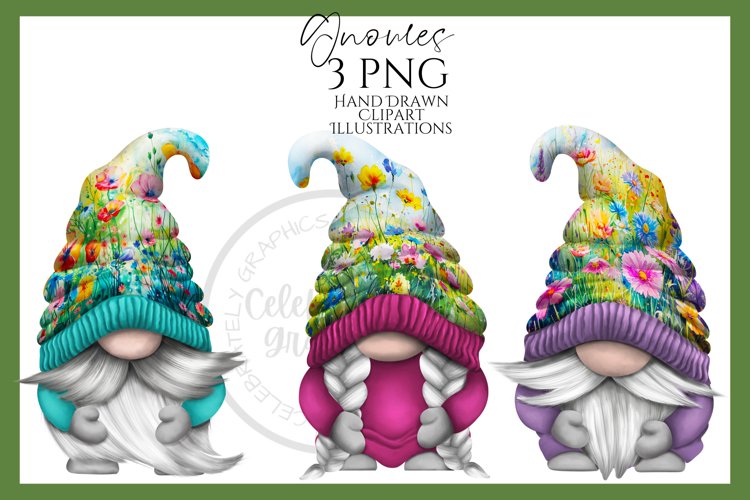 Wildflowers Gnomes Clipart Png - Hand Drawn