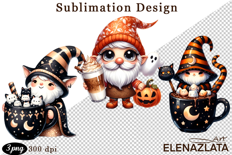 Gnome, Happy Halloween Clipart watercolor clipart
