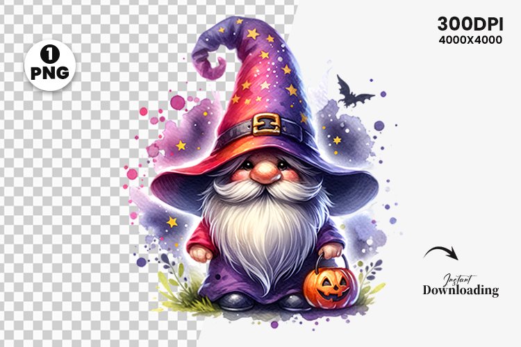 Halloween Gnome Clipart, Halloween Sublimation, Gnome Witch