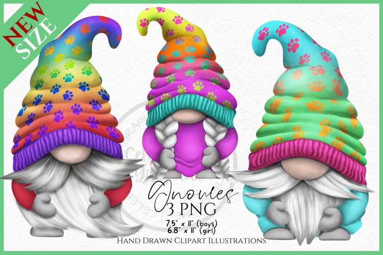 Animal Paw Gnomes Watercolour Clipart PNG