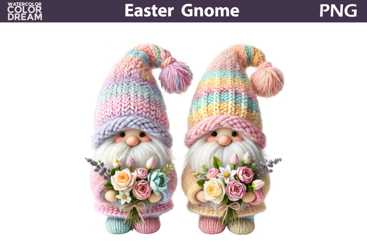 Easter Gnome Duo PNG | Pastel Spring Floral Sublimation