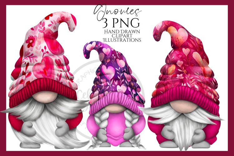 Valentines Gnomes | Hand Drawn Clipart PNG
