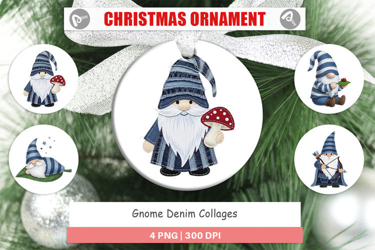 Gnome Denim Adventures Ornament