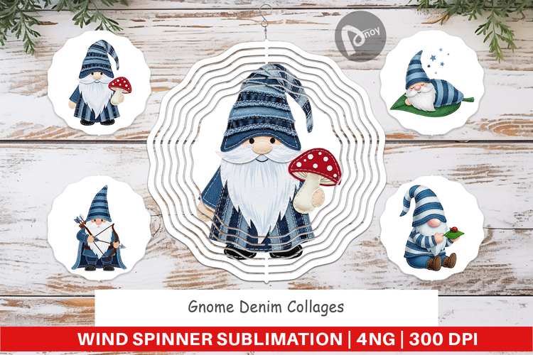 Gnome Denim Adventures Wind Spinner