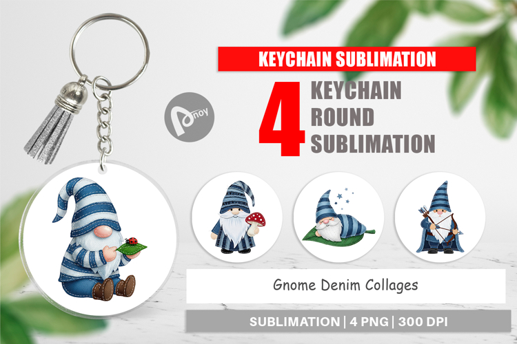 Gnome Denim Adventures Keychain example image 1