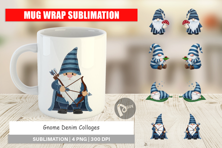Gnome Denim Adventures Mug Wrap
