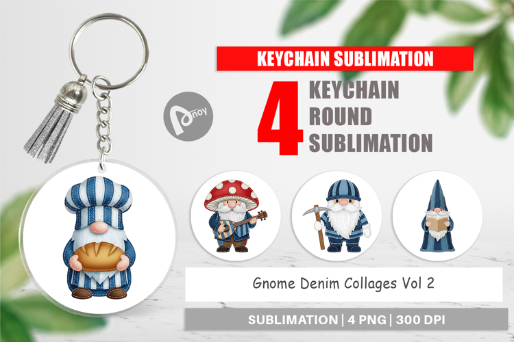 Gnome Denim Adventures Keychain example image 1