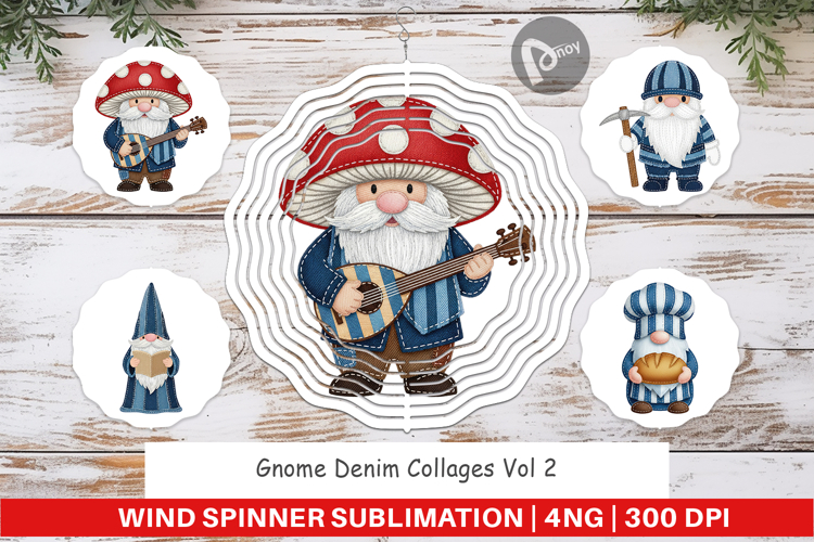 Gnome Denim Adventures Wind Spinner