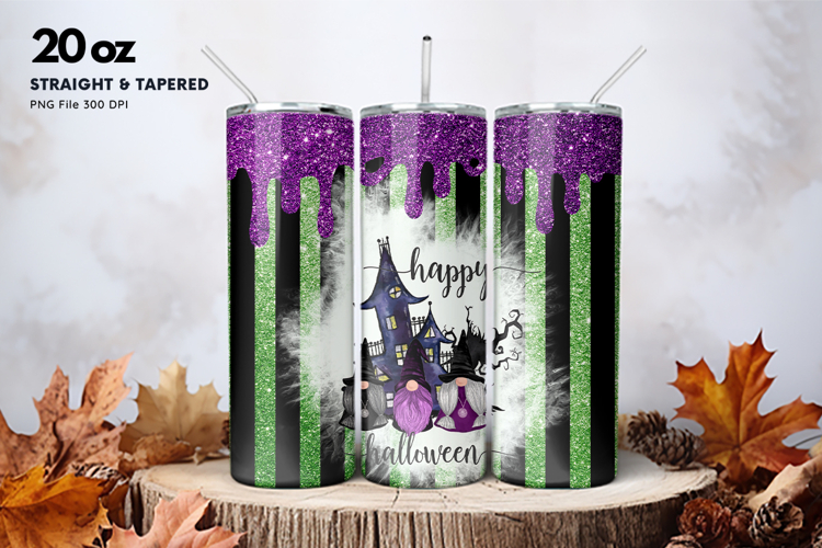 20oz Gnome Halloween Tumbler Spider Web Ghost Sublimation