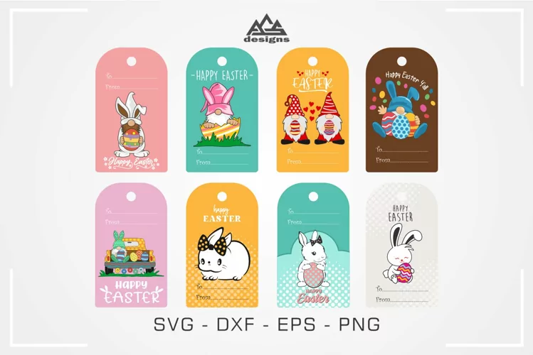 Gnome n Bunny EASTER Gift Tags Svg Design