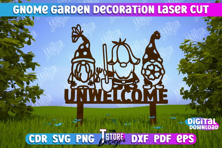 Garden Gnome Decoration | Garden Stakes | Lawn Decor | CNC