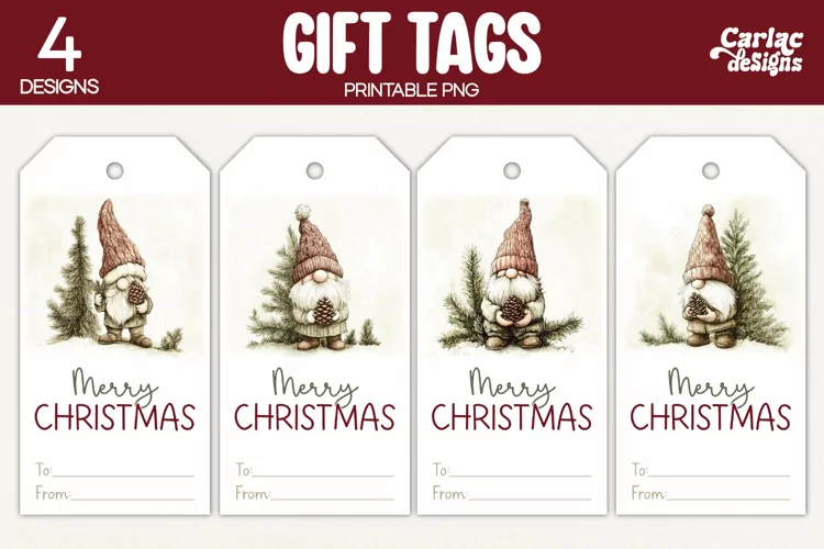 Christmas Gift Tags, Merry Christmas Printable Tags