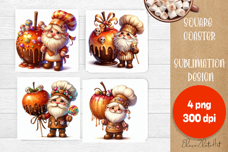 Halloween Sublimation Coaster Design, Halloween Gnome PNG