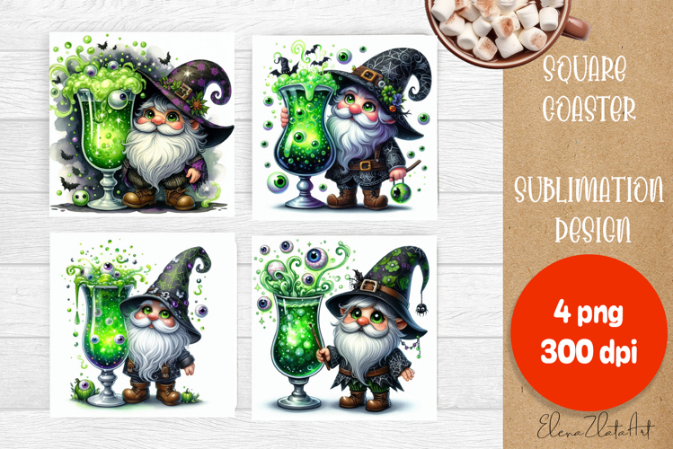 Halloween Sublimation Coaster Design, Halloween Gnome PNG